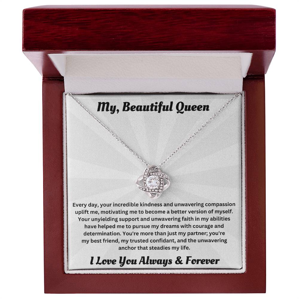 Soulmate gift with love knot necklace and special message in luxury box