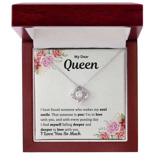 Soulmate Gift - Love Knot Necklace In 14K White Gold Finish With Message Card In Luxury Box