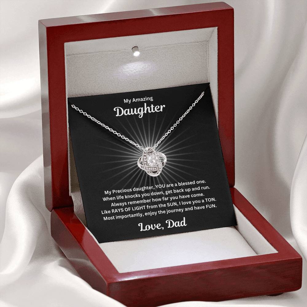 Daughter gift from dad with love not necklace and special sentiment in a luxury box with LED light