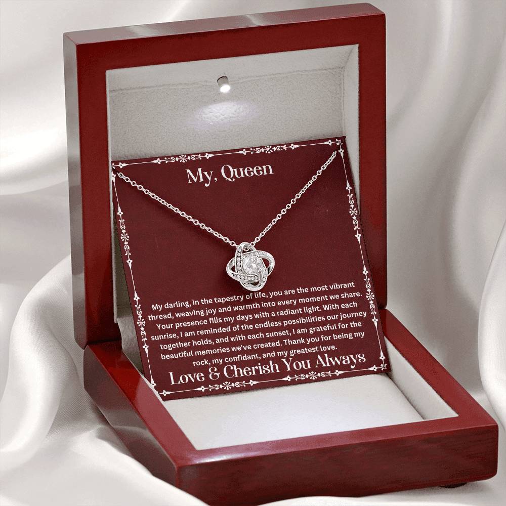 Soulmate gift with love knot necklace and special message in luxury box with LED on
