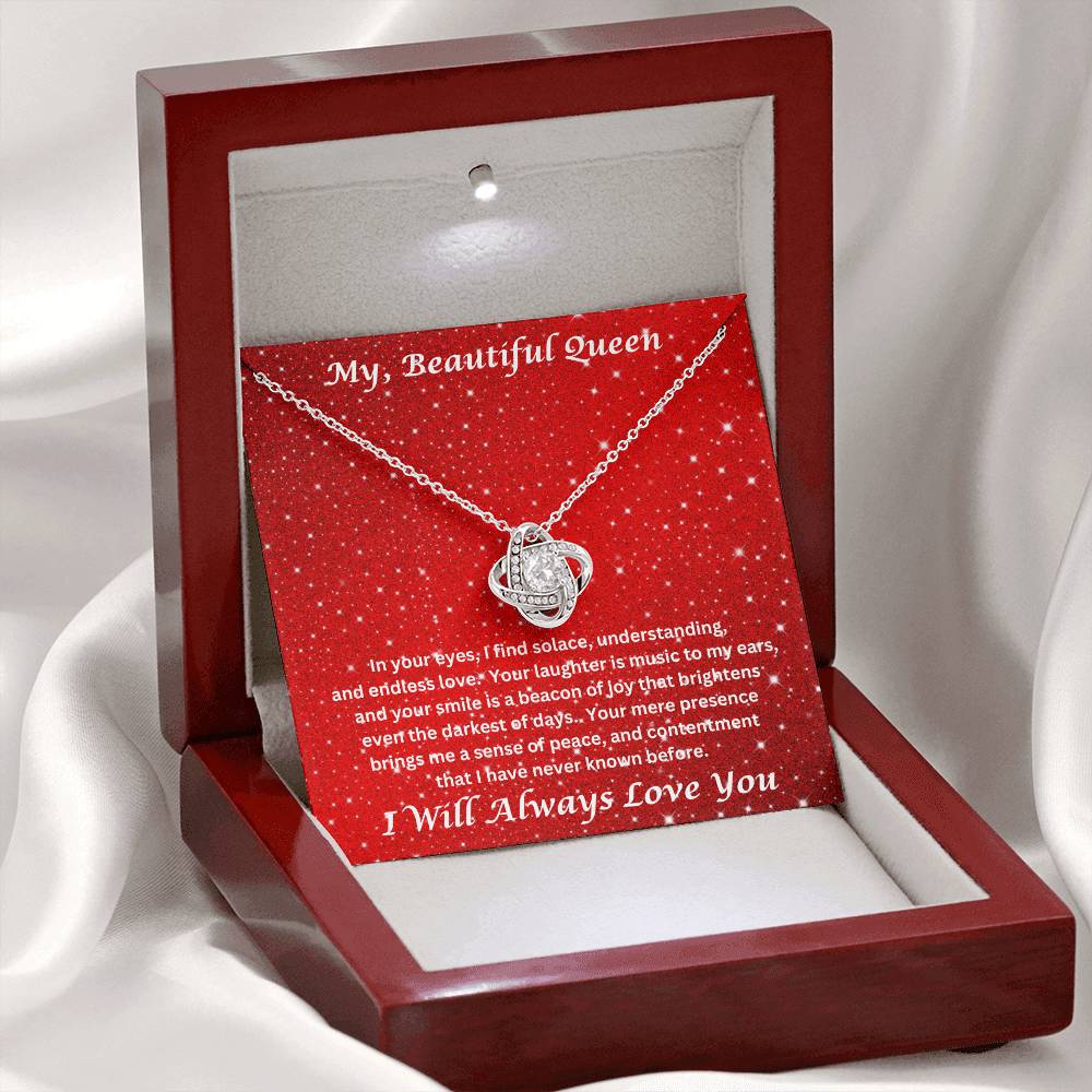 Soulmate Gift Love Knot Necklace With Message Card In Luxury Box WIth LED On