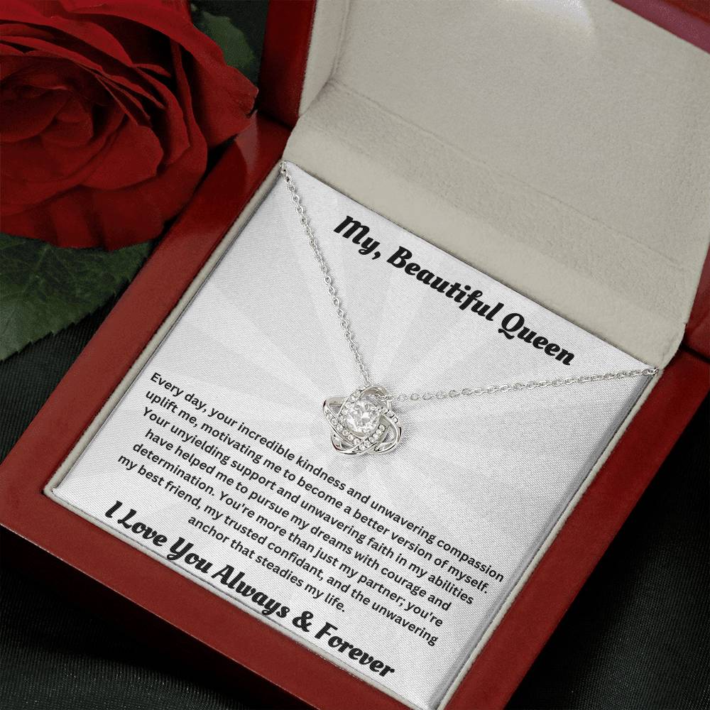 Soulmate gift with love knot necklace and special message in luxury box