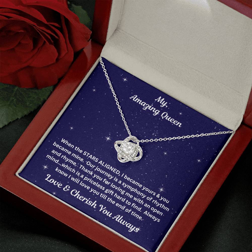 Soulmate gift with Love Knot Necklace and special message in premium luxury box