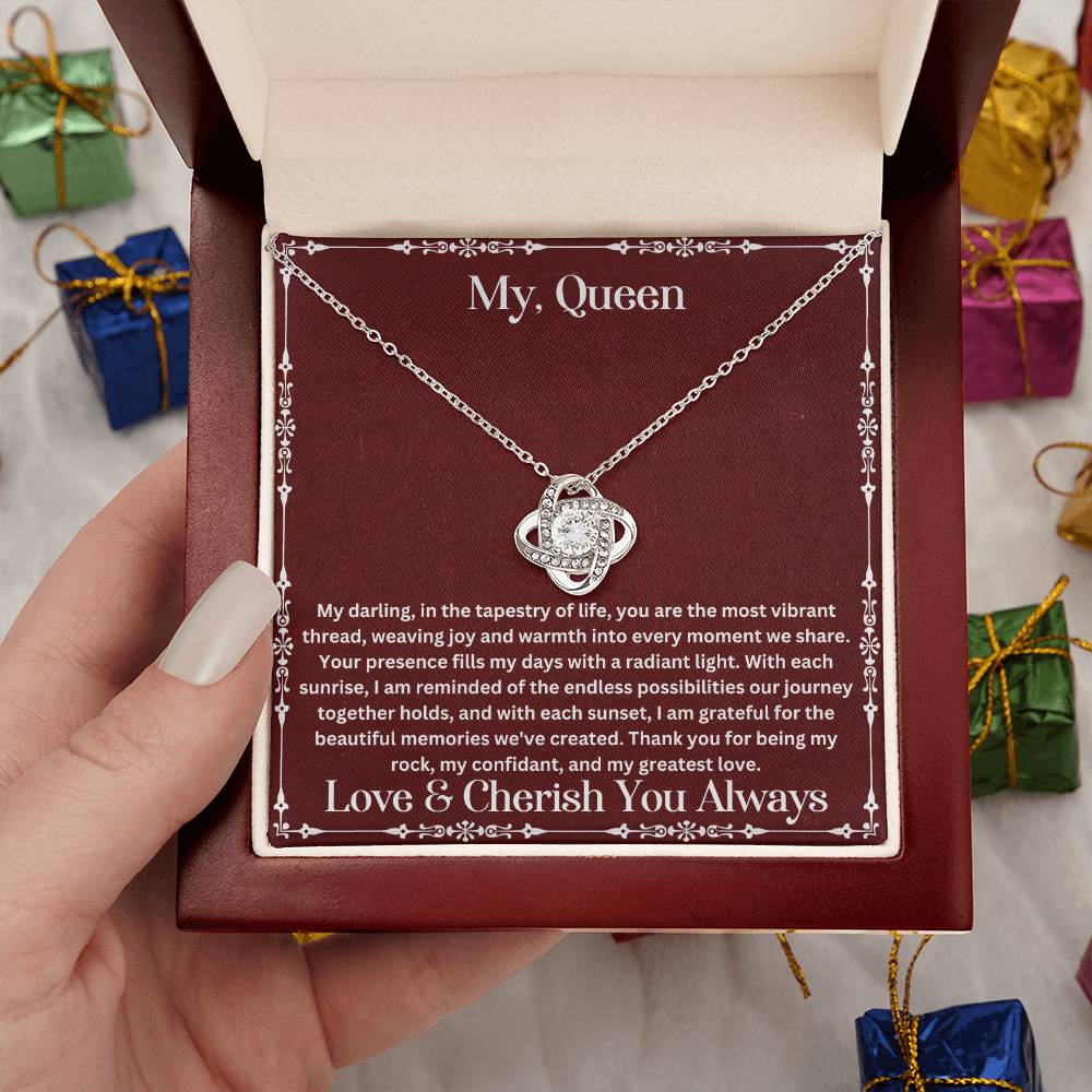 Soulmate gift with love knot necklace and special message in luxury box