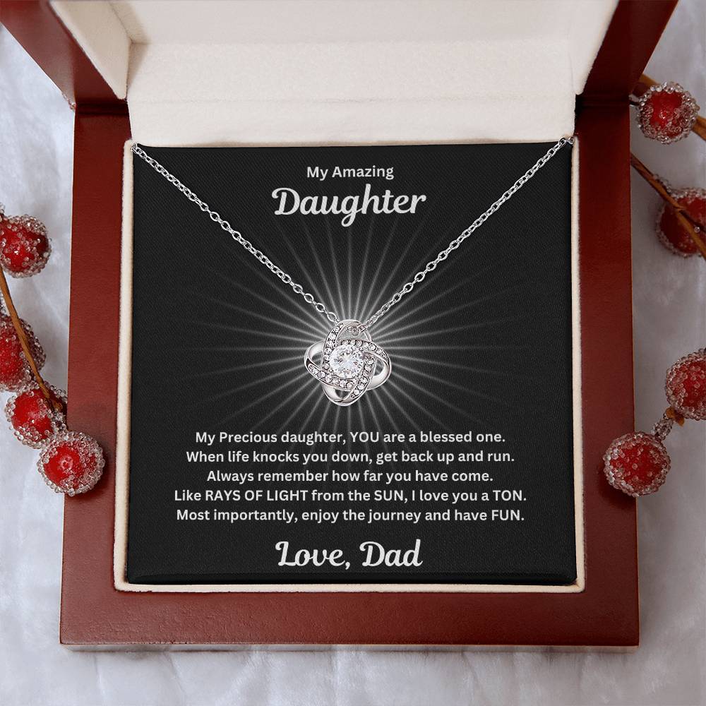 Daughter gift from dad with love not necklace and special sentiment in a luxury box with props