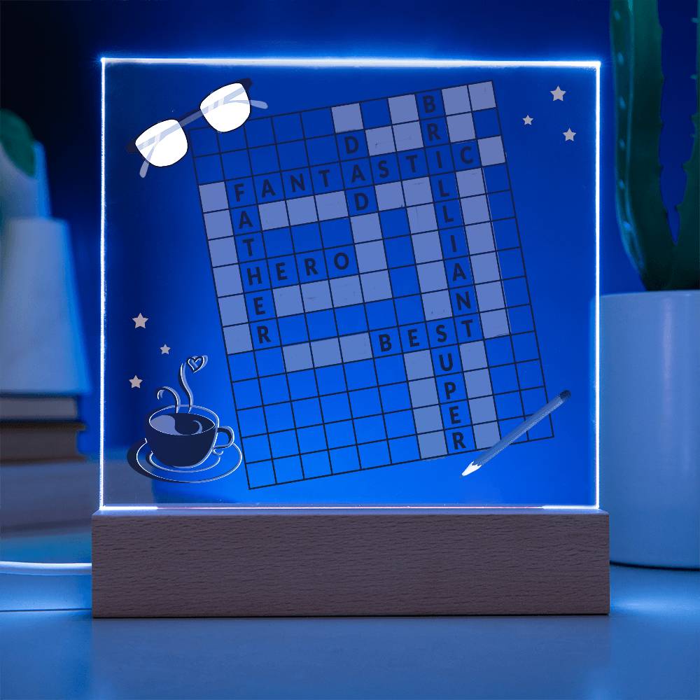 Dad gift from child with square acrylic plaque with LED base