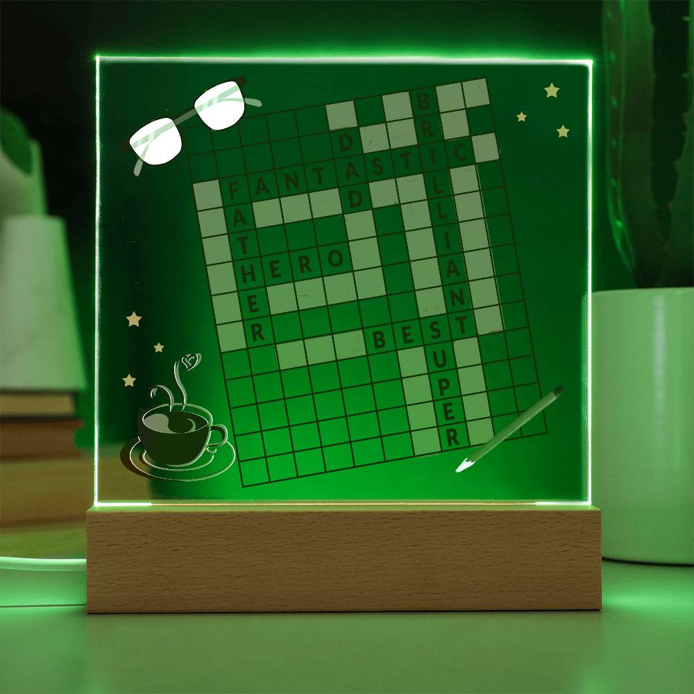 Dad gift from child with square acrylic plaque with LED base