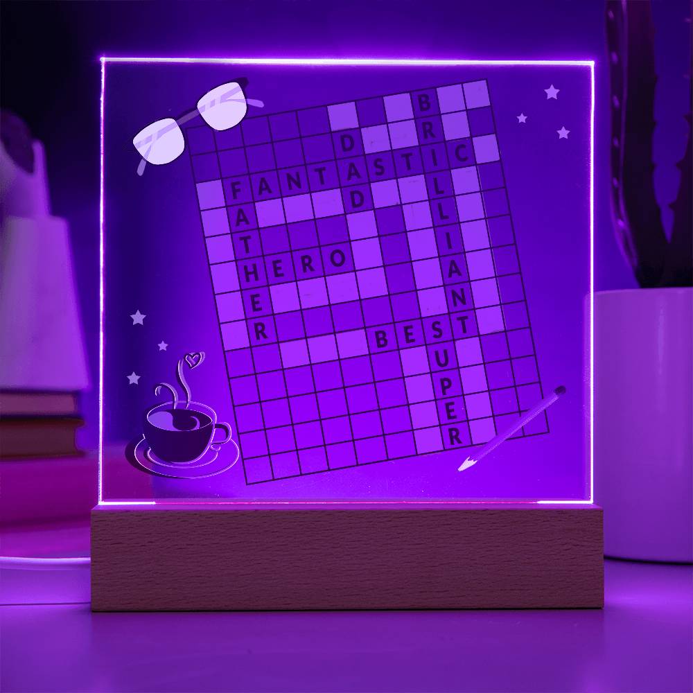 Dad gift from child with square acrylic plaque with LED base