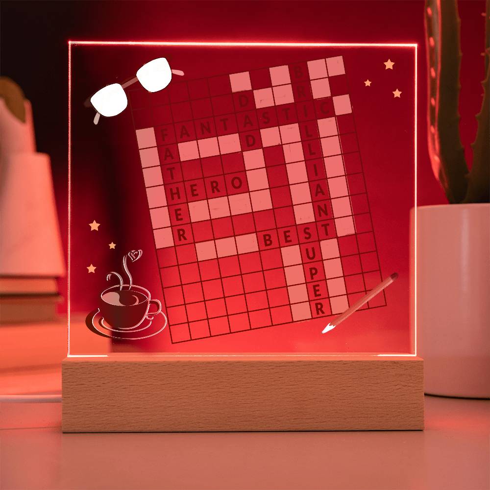 Dad gift from child with square acrylic plaque with LED base