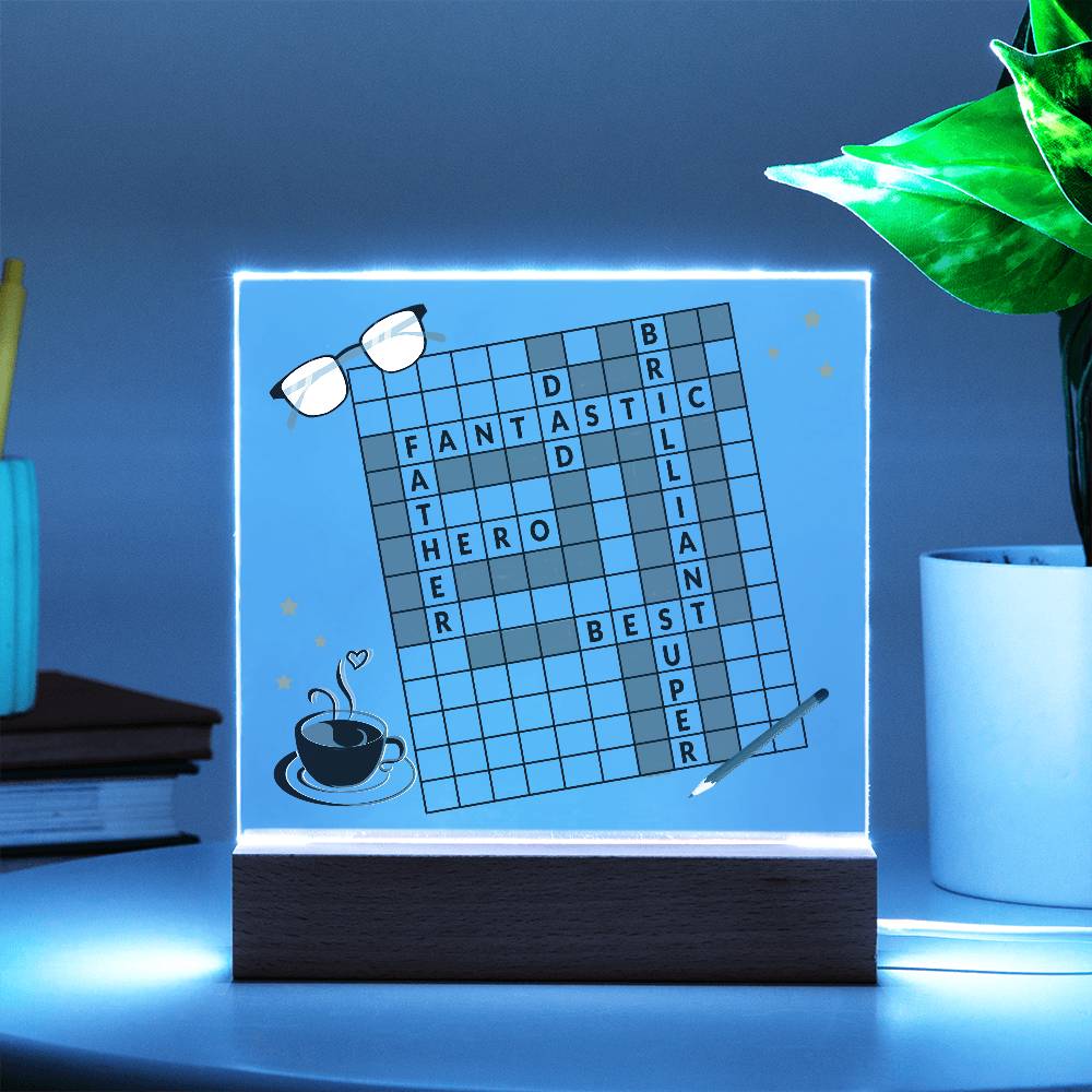 Dad gift from child with square acrylic plaque with LED base