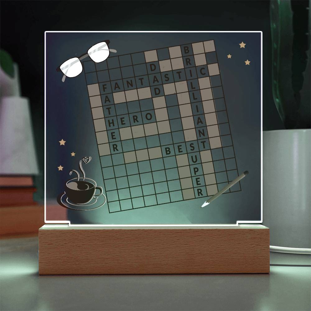 Dad gift from child with square acrylic plaque with LED base