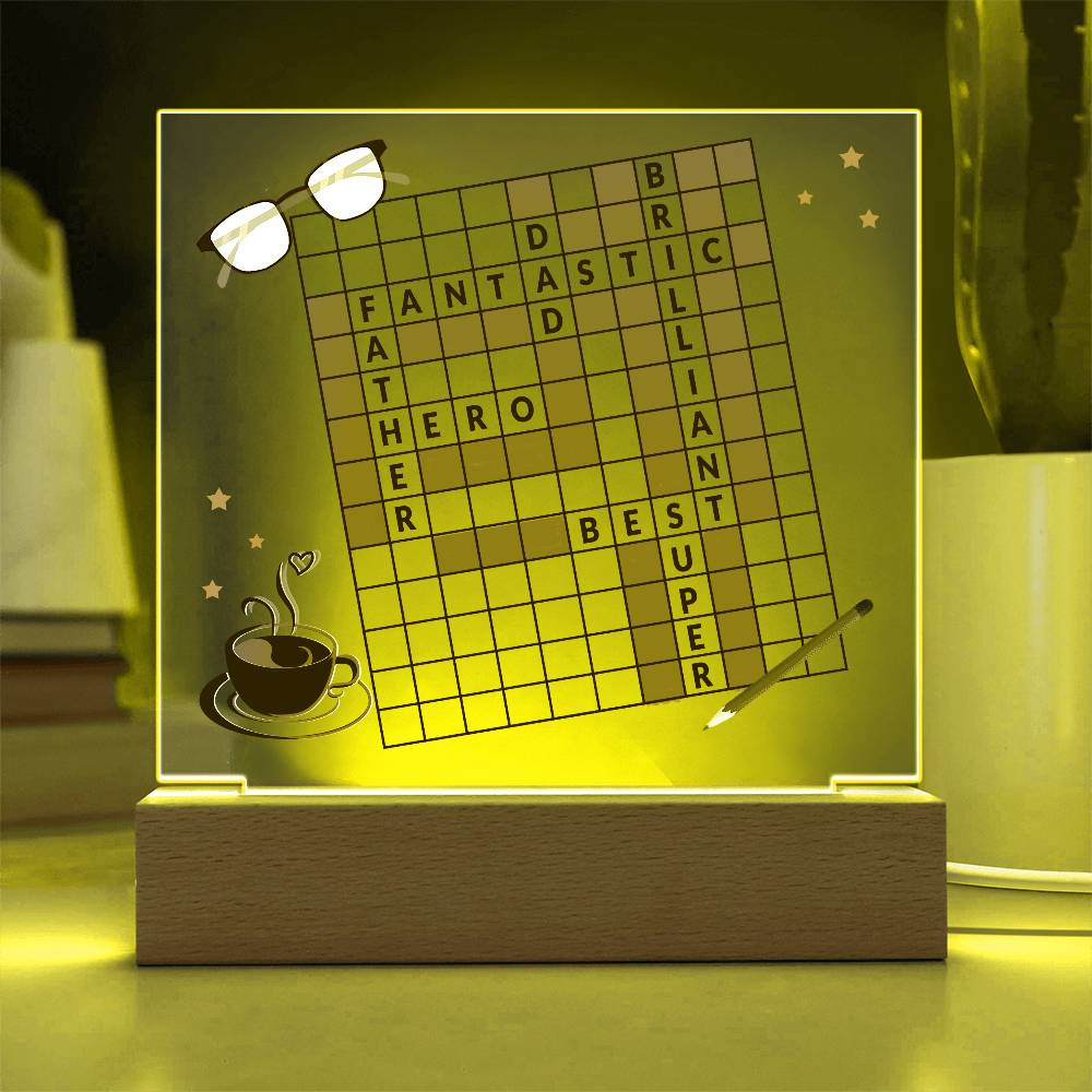 Dad gift from child with square acrylic plaque with LED base