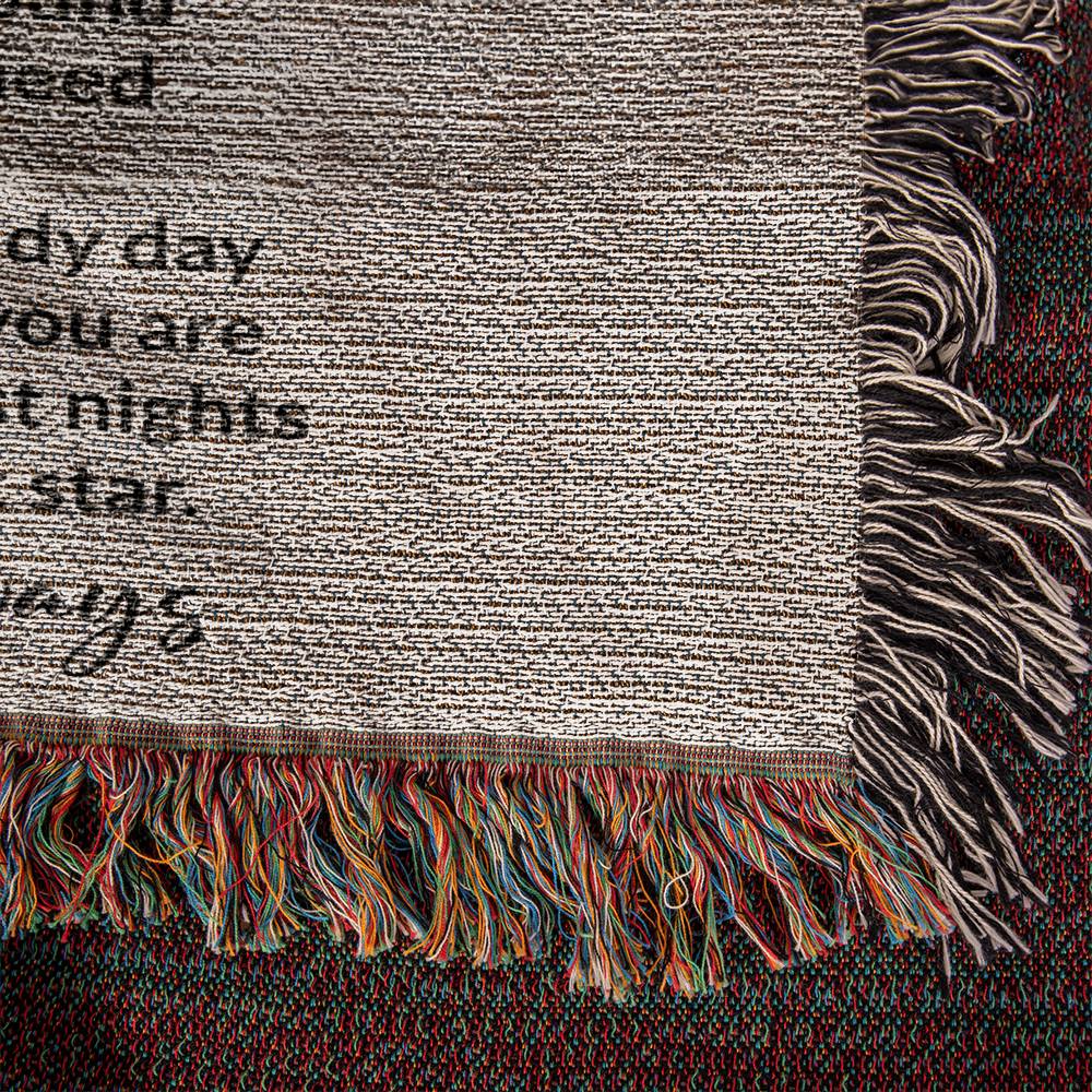 Closer view of heirloom blanket showing the fibers