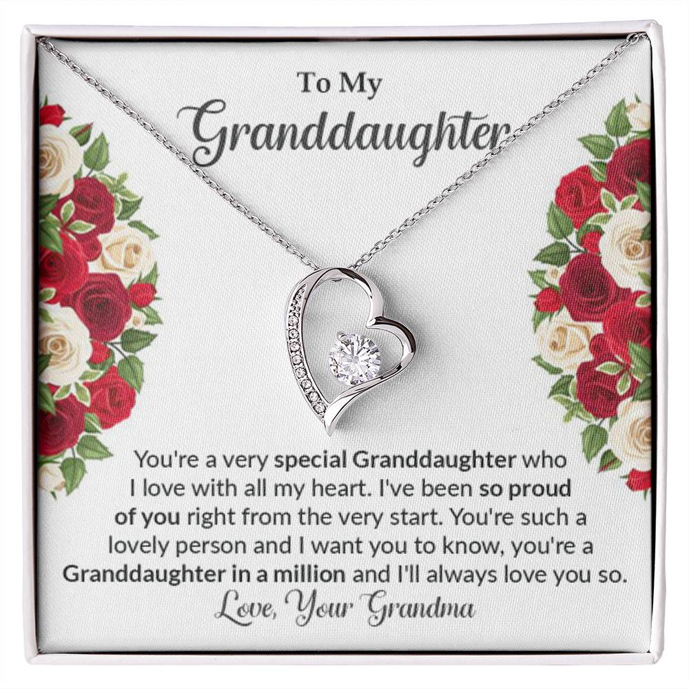 Granddaughter gift from grandma with Forever Love Necklace With Unique Message In Two Tone Box