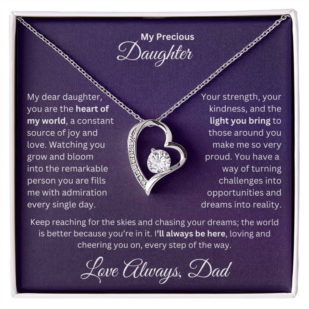 Dad to Daughter gift with forever love necklace and special message in a standard box