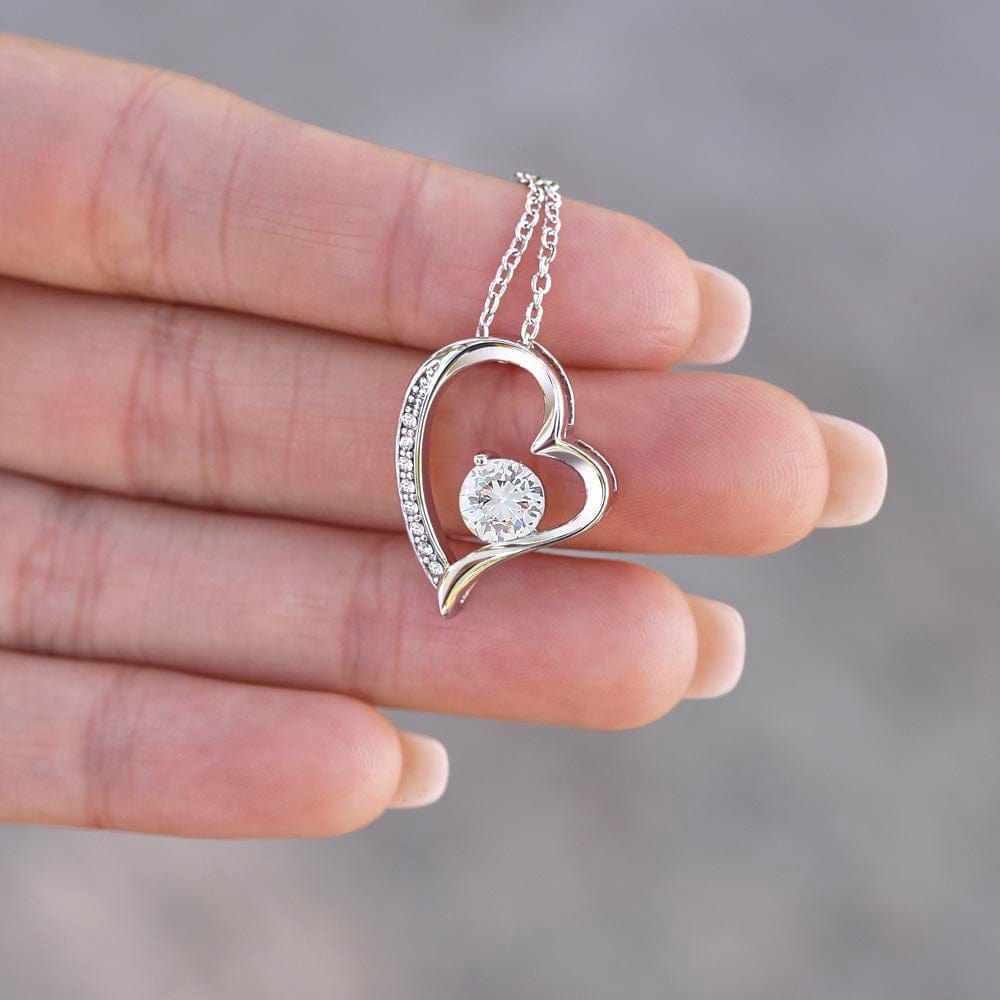 Close view of Forever Love pendant with chain