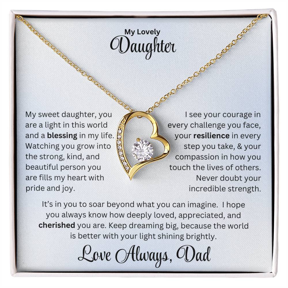 Daughter gift with forever love necklace and special message in standard box