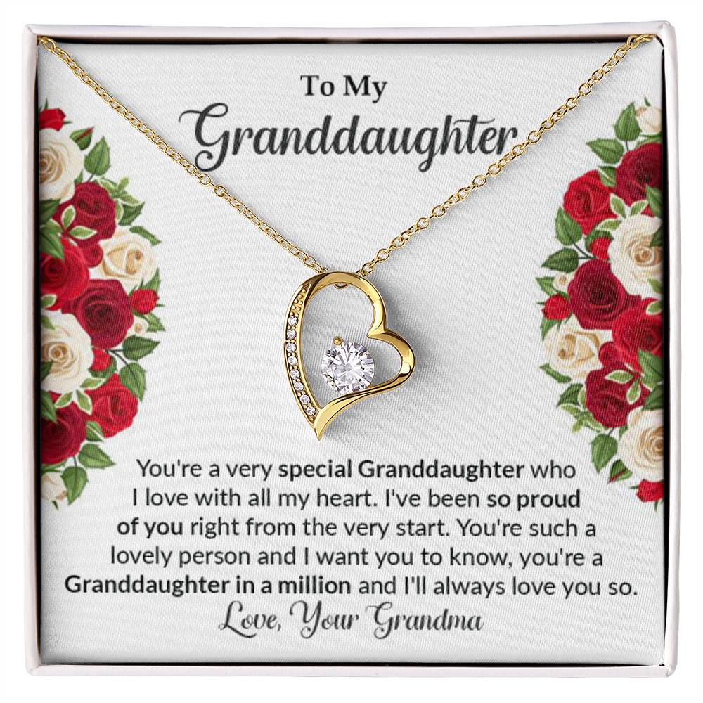 Granddaughter gift from grandma with Forever Love Necklace With Unique Message In Two Tone Box
