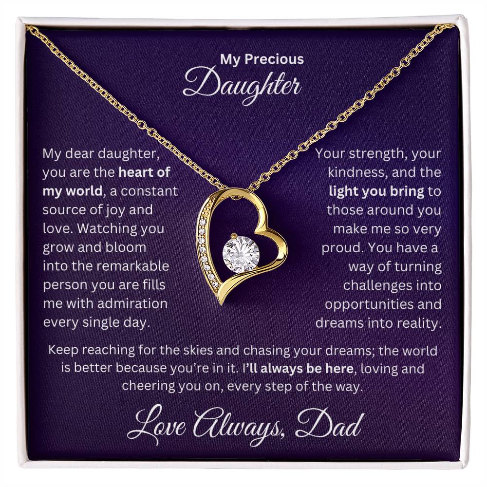 Dad to Daughter gift with forever love necklace and special message in a standard box