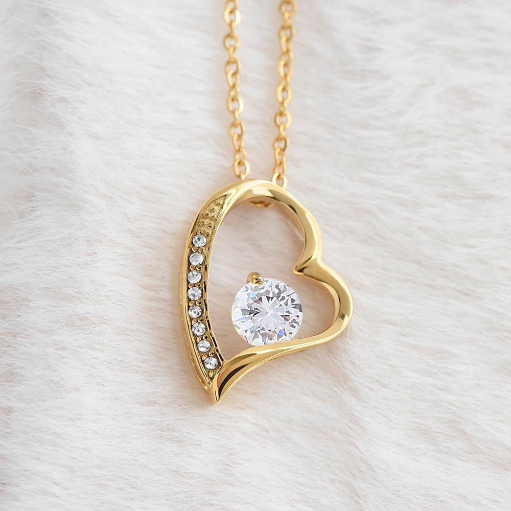 Close View Of Forever Love Necklace in 18K Yellow Gold Finish