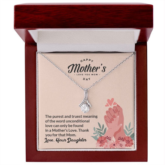 Mother's Day Message With 14K White Gold Finish Necklace In Luxury Box With LED